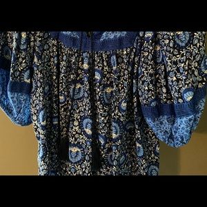 Old Navy blue floral smocked top size M